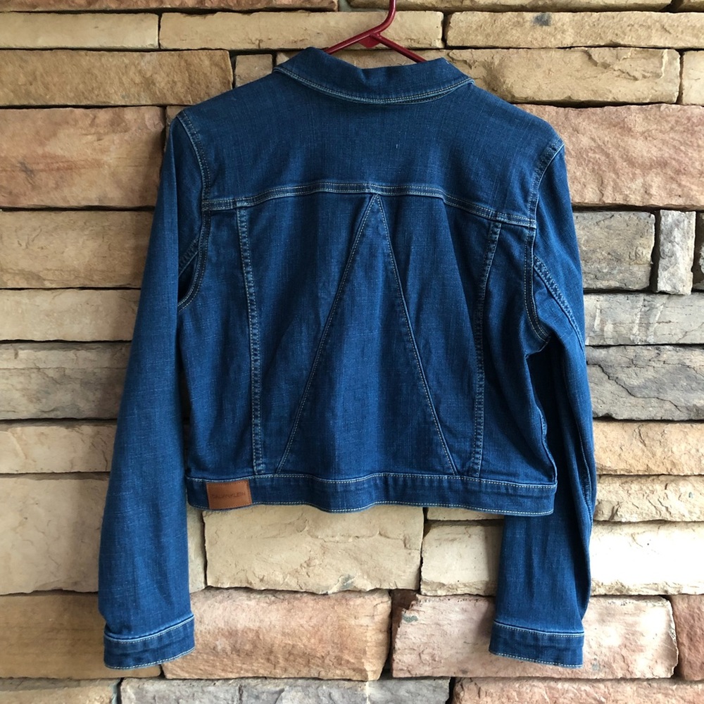 Calvin Klein blue denim cropped jean jacket NWT L - Picture 9 of 9